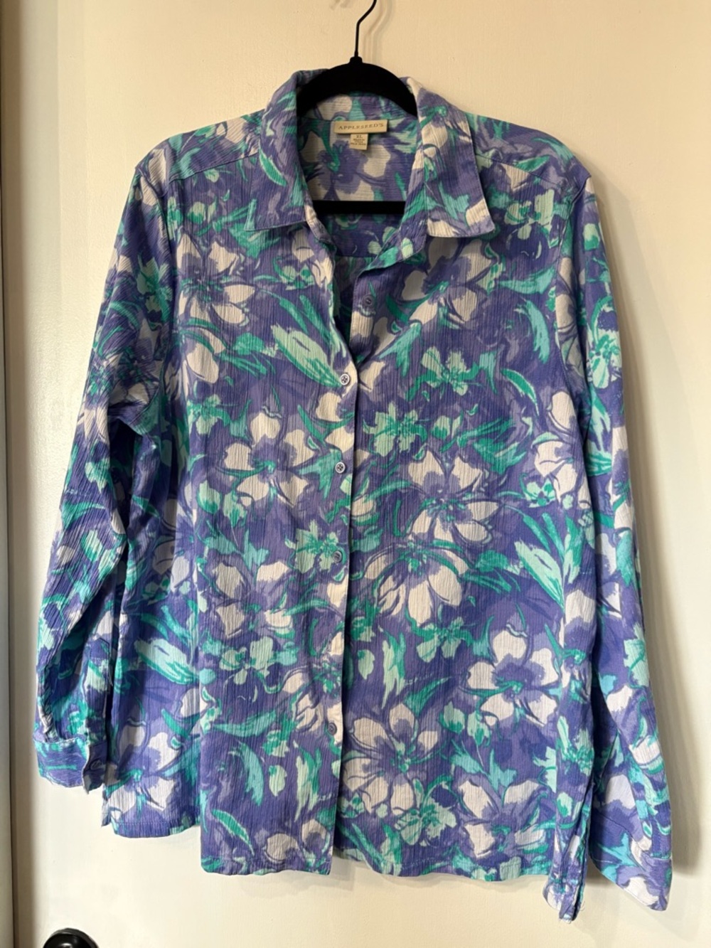 Appleseed's Blue, Teal & White Floral Button-Down Shirt